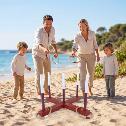 Ring toss game for kids and adults with 6 rope rings and storage bag, outdoor lawn game by Wilsons Home Store.