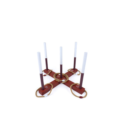Brown ring toss game for kids and adults with 6 rope rings and storage bag, outdoor lawn game by Wilsons Home Store.