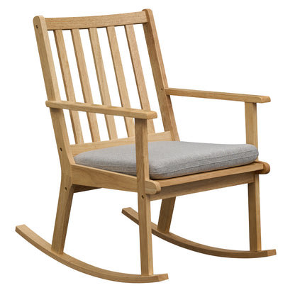 Rocking Chair with Cushion Solid Rubber Wood Rocker with Padded Seat-Natural