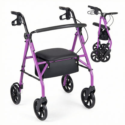 Rollator Walker with Seat and Height Adjustable Handles-Blue