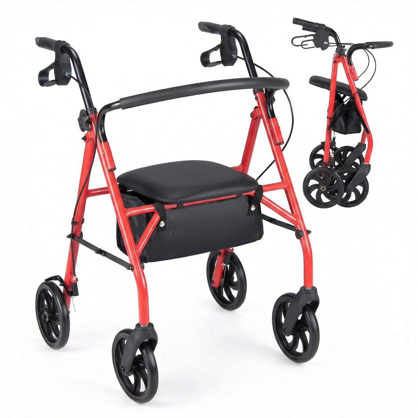 Rollator Walker with Seat and Height Adjustable Handles-Blue