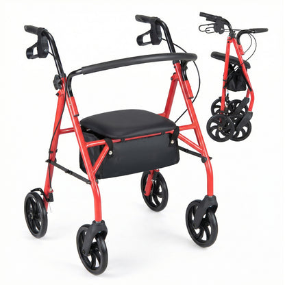 Rollator Walker with Seat and Height Adjustable Handles-Blue