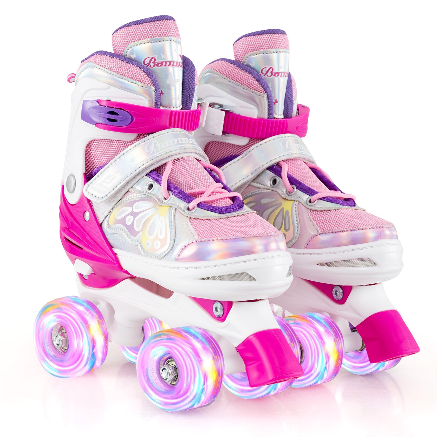 Roller Skates for Teens 4 Sizes Adjustable with Light-up Wheels for Boys Girls Ages 13+-Blue