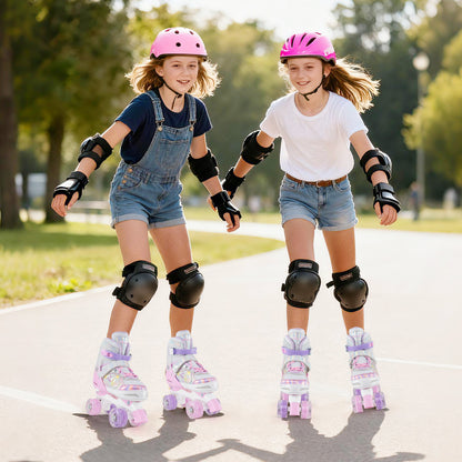 Roller Skates for Teens 4 Sizes Adjustable with Light-up Wheels for Boys Girls Ages 13+-Blue