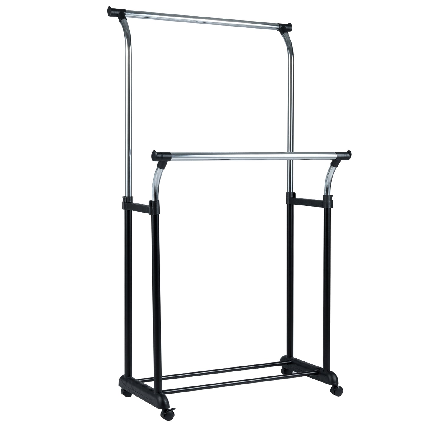 Rolling Clothes Rack Double Rod Garment Rack with Adjustable Height