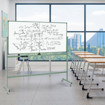 Rolling Double-Sided Magnetic Whiteboard on Wheels with Stand and Aluminum Alloy Frame-Black