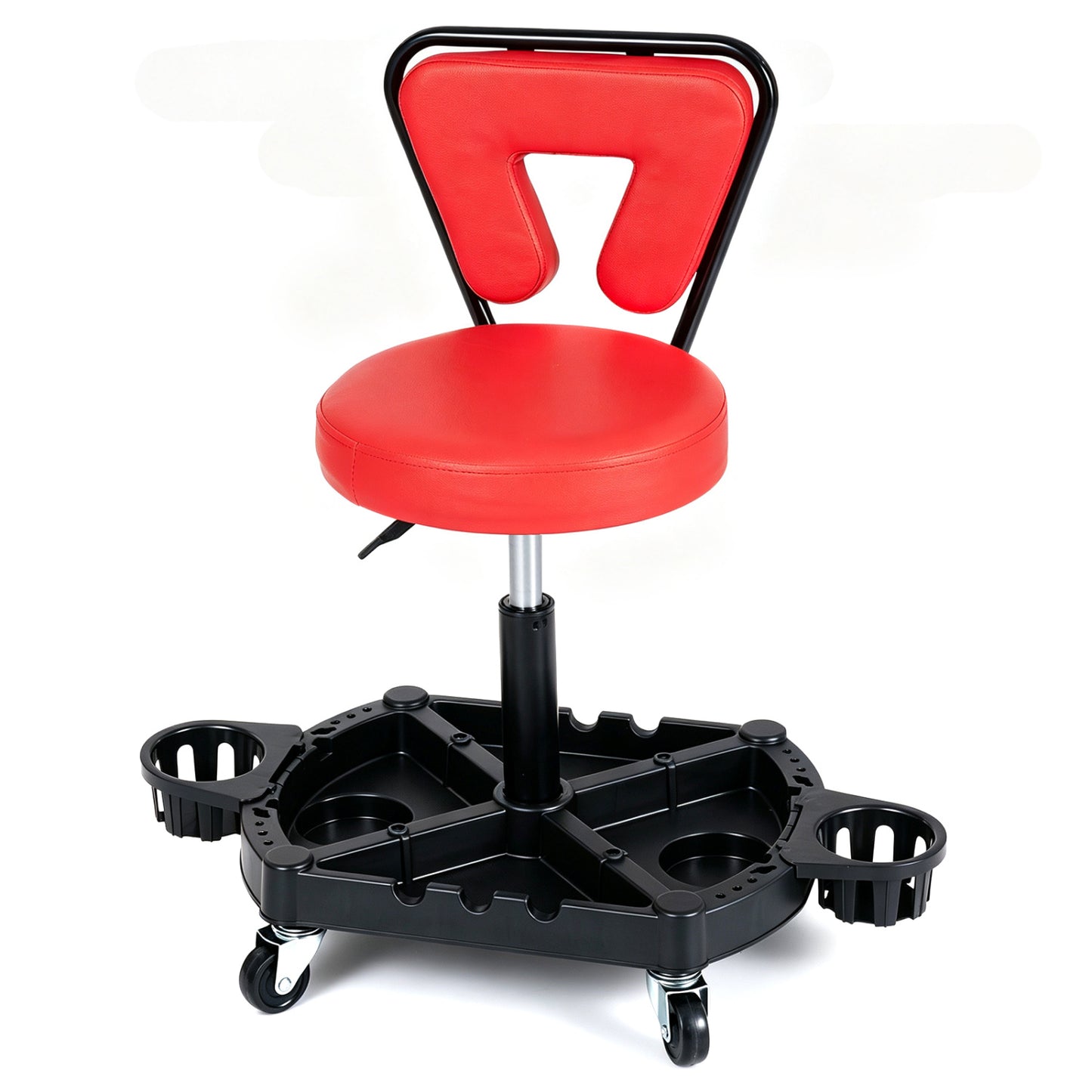 Rolling Garage Mechanic Stool with Tool Tray Storage and Padded Seat 330 LBS-Black