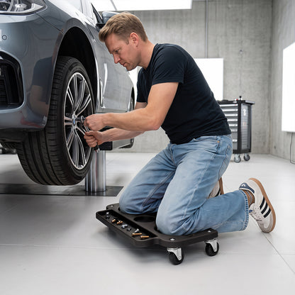 Rolling Knee Creeper with 360° Swivel Casters Lightweight Kneeling Pads-Black