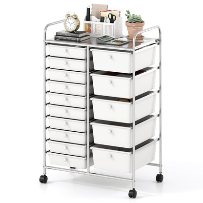 Rolling Storage Cart 15-Drawer Trolley with Chrome Plated Metal Frame-Black