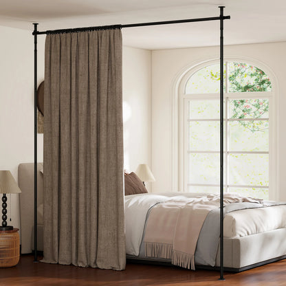 Room Divider Curtain Rod with Adjustable Floor to Ceiling Tension Rod No Drilling Required-Black
