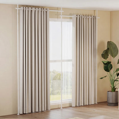 Room Divider Curtain Rod with Adjustable Floor to Ceiling Tension Rod (Curtains Not Included)-Black