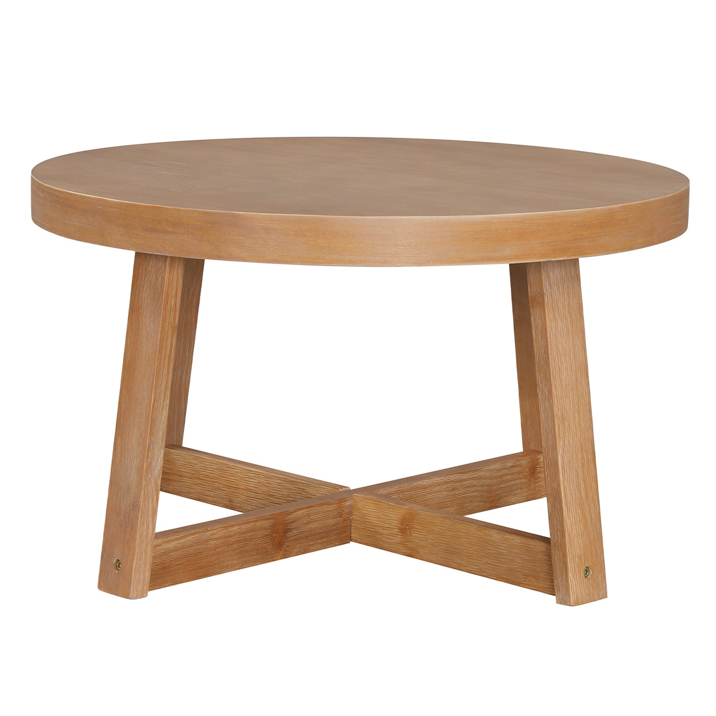 Round Coffee Table for Living Room 30 inch Farmhouse Accent Table with Study Rubber Wood Legs-Yellow