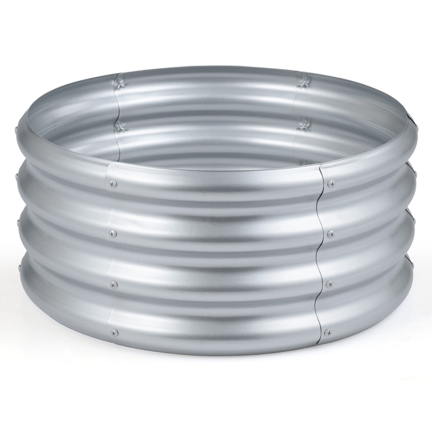 Round Galvanized Raised Garden Bed with Open-Ended Base-S