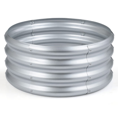 Round Galvanized Raised Garden Bed with Open-Ended Base-S
