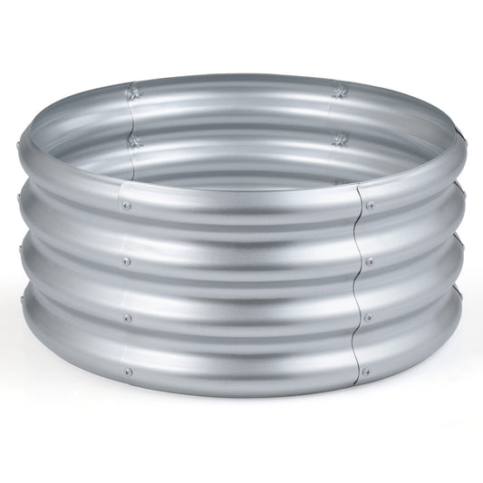Round galvanized raised garden bed with open-ended base, ideal for outdoor gardening, by Direct by Wilsons Home Store.