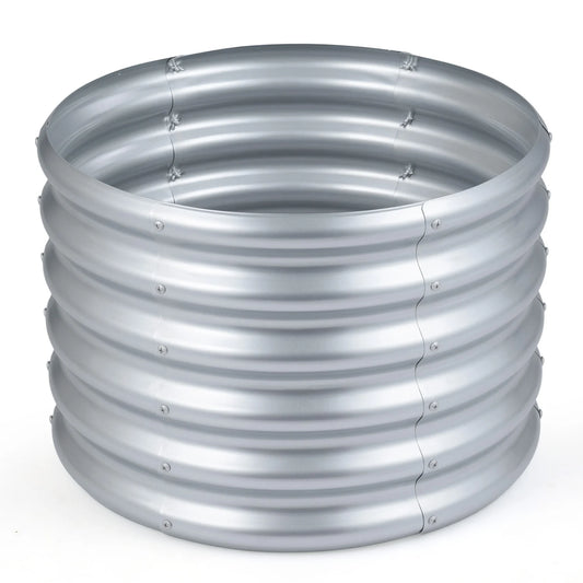 Round Galvanized Raised Garden Bed with Open-Ended Base-M