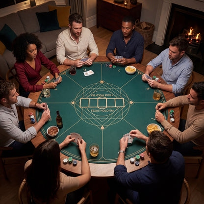Round Poker Mat for Texas Hold'em 40 inch Portable Foldable Anti-Slip Rubber Base Table Layout-Green
