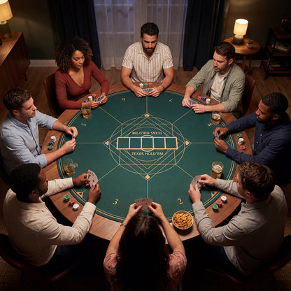 Round Poker Mat for Texas Hold'em 47" with Carrying Bag for 8-Player-Green
