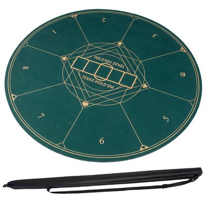 Round Poker Mat for Texas Hold'em 55 inch Portable Foldable Anti-Slip Rubber Base Table Layout-Green
