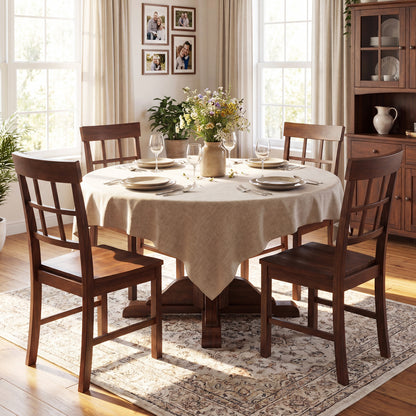Rubber Wood Dining Chairs Set of 2 with High Backrests-Brown