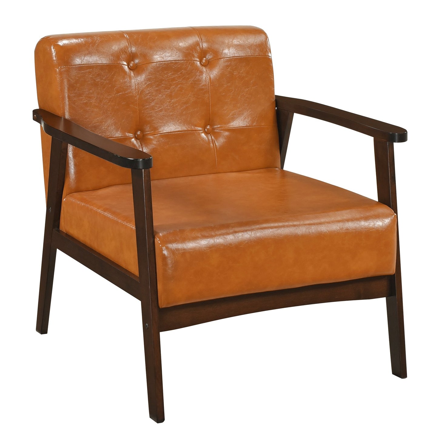 Rubber Wood Frame Accent Chair with Armrest for Living Room-Beige