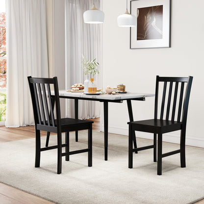 Rustic Dining Chairs Set of 2 Wooden Kitchen Chairs with Slat Tilt Backrest-black