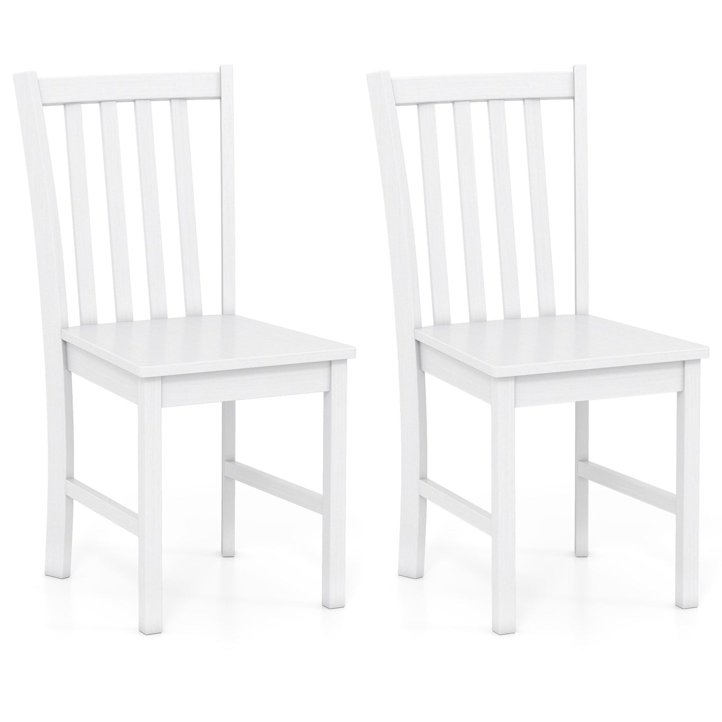 Rustic Dining Chairs Set of 2 Wooden Kitchen Chairs with Slat Tilt Backrest-black