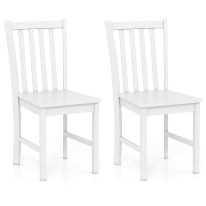 Rustic Dining Chairs Set of 2 Wooden Kitchen Chairs with Slat Tilt Backrest-black