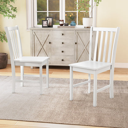 Rustic Dining Chairs Set of 2 Wooden Kitchen Chairs with Slat Tilt Backrest-black