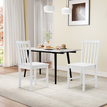 Rustic Dining Chairs Set of 2 Wooden Kitchen Chairs with Slat Tilt Backrest-black