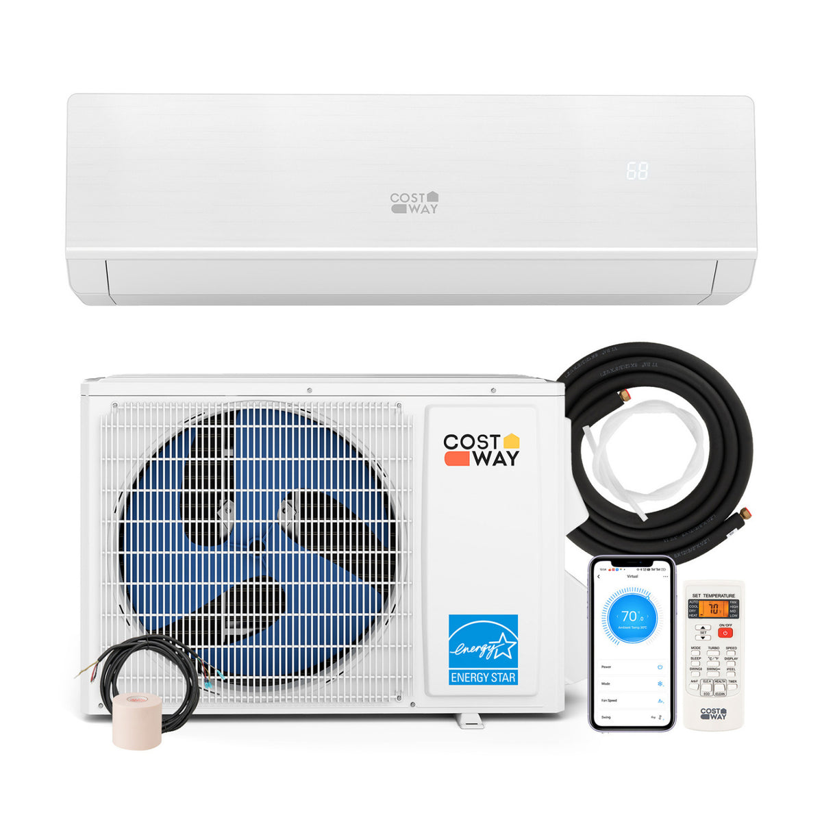 24000 BTU 25 SEER2 mini split heat pump by Wilsons Home Store with WiFi, wall-mounted unit for efficient cooling and heating.