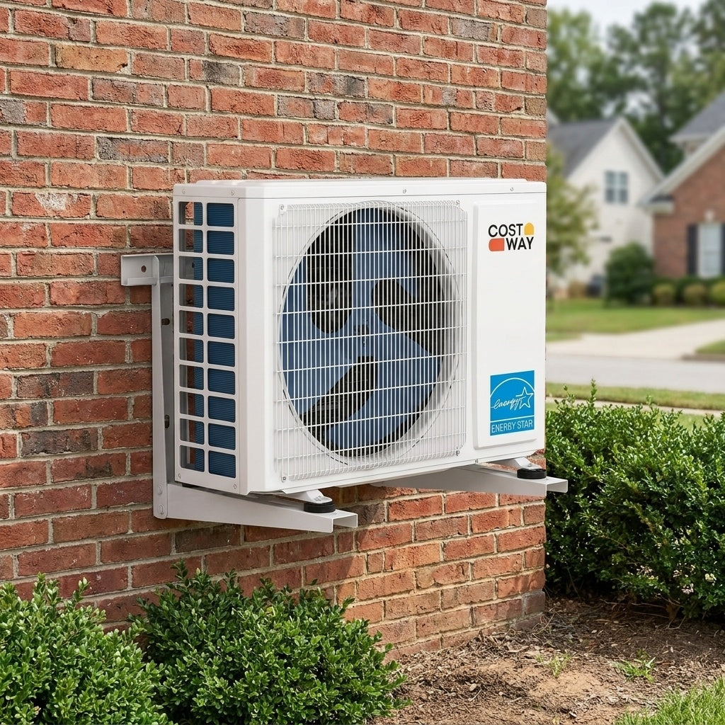 24000 BTU 25 SEER2 mini split heat pump by Wilsons Home Store, WiFi-enabled, wall-mounted unit with heating at -25℃.
