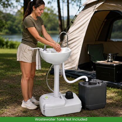 Portable Foot Pump Camping Sink with 4.5 Gal Water Tank and Soap Dispenser