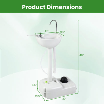 Portable Foot Pump Camping Sink with 4.5 Gal Water Tank and Soap Dispenser