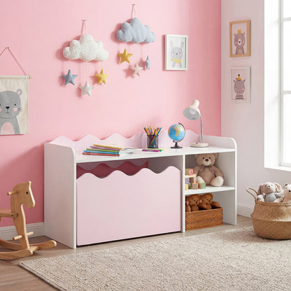 Scalloped Kids Bookshelf and Toy Storage Organizer for Playroom-Gray