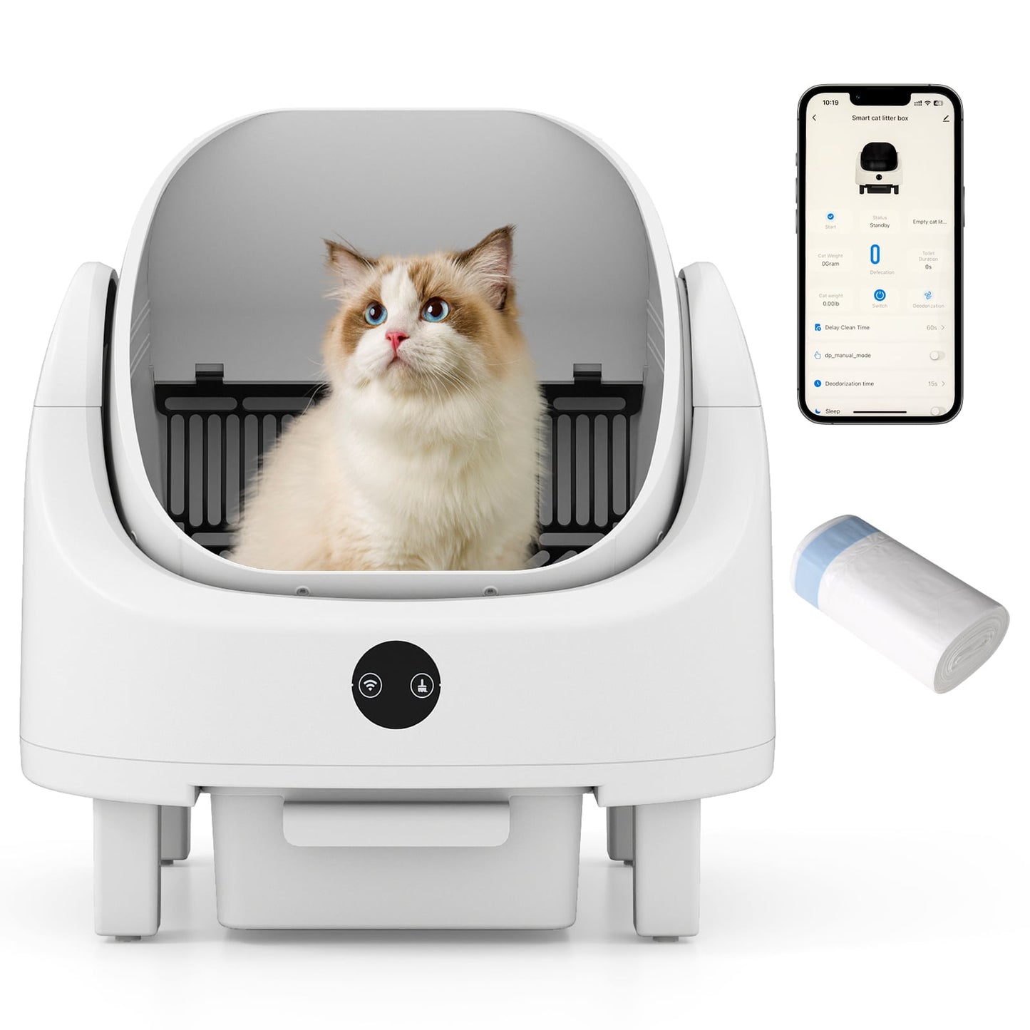 Self-Cleaning Open-Top Cat Litter Box for Multi-Cat and Senior Cats Home