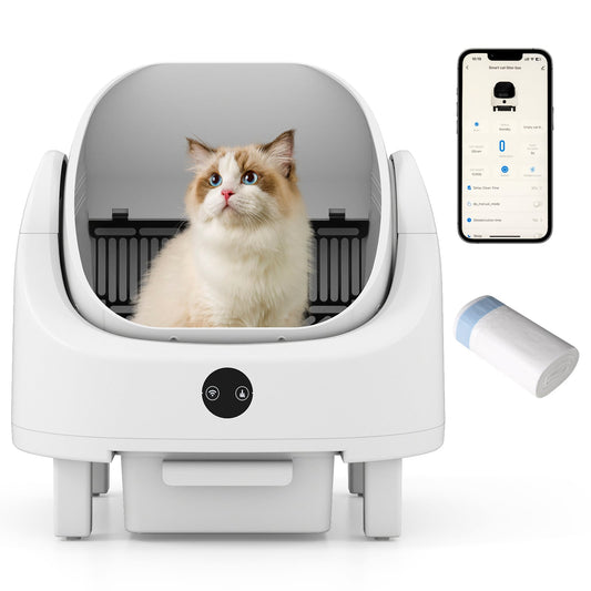 Self-Cleaning Open-Top Cat Litter Box for Multi-Cat and Senior Cats Home