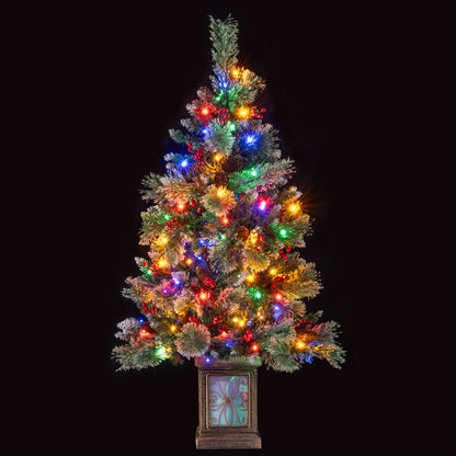 Set of 1/2 4 FT Artificial Christmas Tree Potted Xmas Tree with 190 Branch Tips-Set of 2