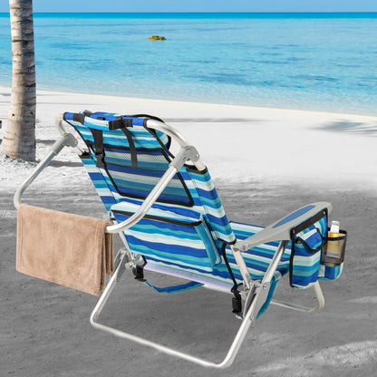 Set of 2 Folding Beach Chair for Adults with 4-Position Adjustable Backrest