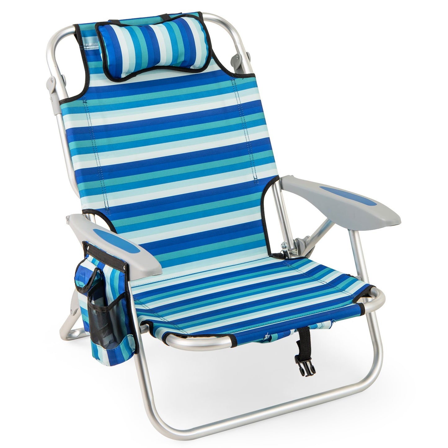 Set of 2 Folding Beach Chair for Adults with 4-Position Adjustable Backrest