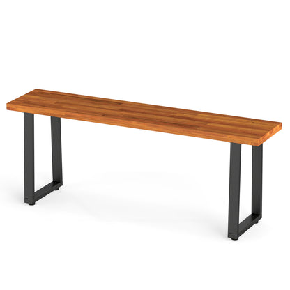 Wood patio bench by Wilsons Home Store, 47.5-inch outdoor seating with slatted wood design for porch or poolside.