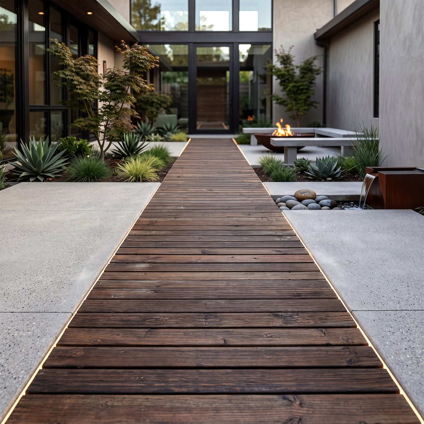 Set of 2 12 FT Wooden Garden Pathway Roll Out Decorative Cedar Straight Outdoor Walkway-Brown