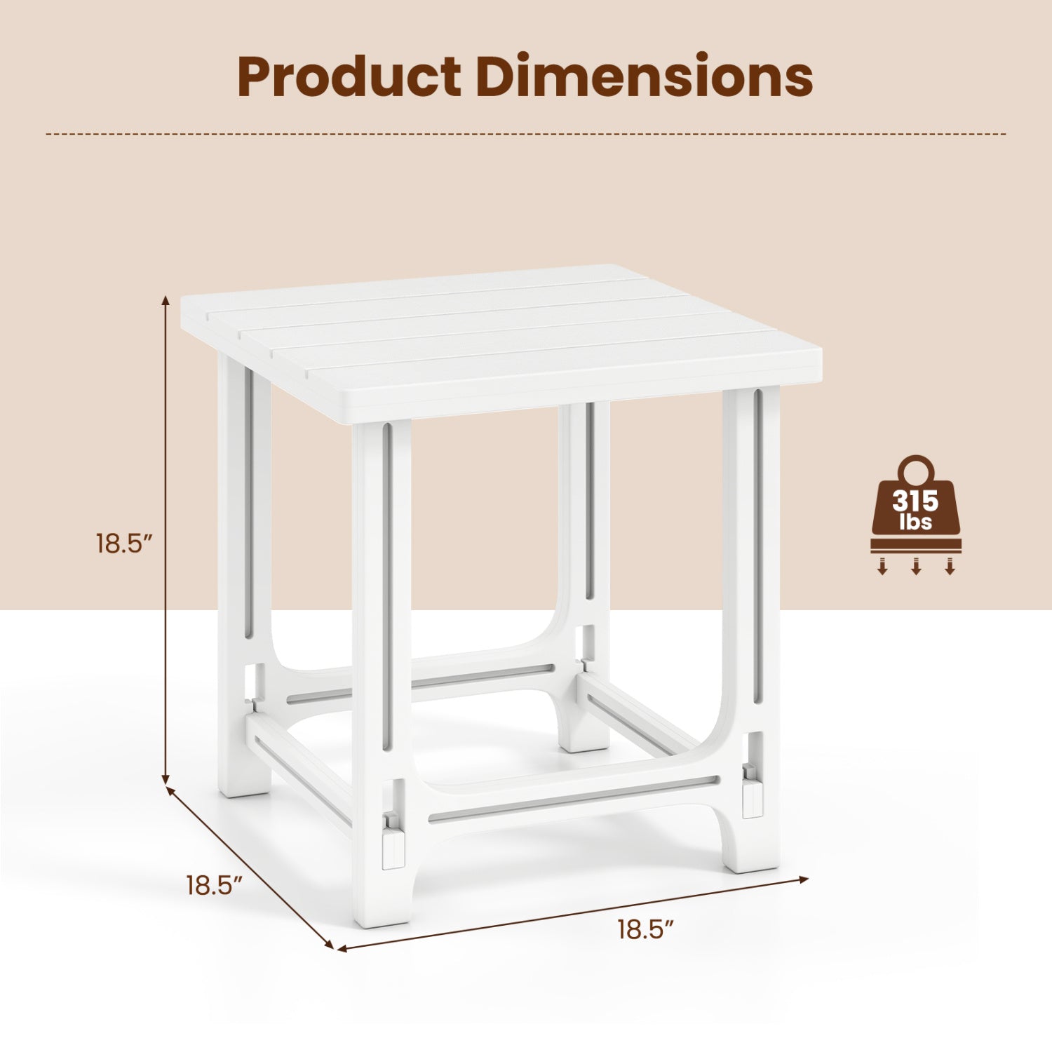 Set of 2 black 18-inch outdoor Adirondack side tables with slatted surfaces for patio use.