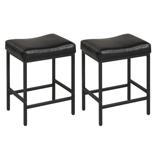 Set of 2 25 Inch Counter Height Bar Chairs for Kitchen Island-Black