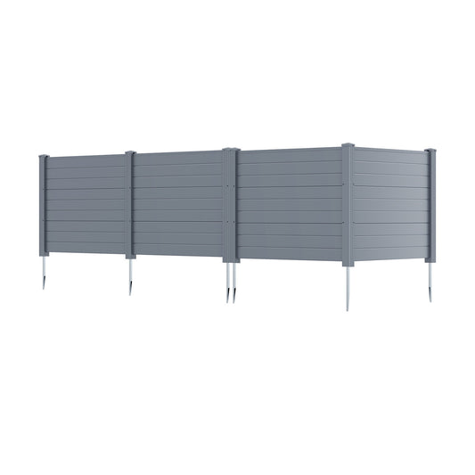 Set of 2 48 x 38 Inch Air Conditioner Fence 2 Panels with Metal Ground Stakes-Gray