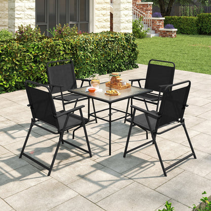 Set of 2/4/6 Outdoor Folding Chairs with Breathable Seat-Set of 6