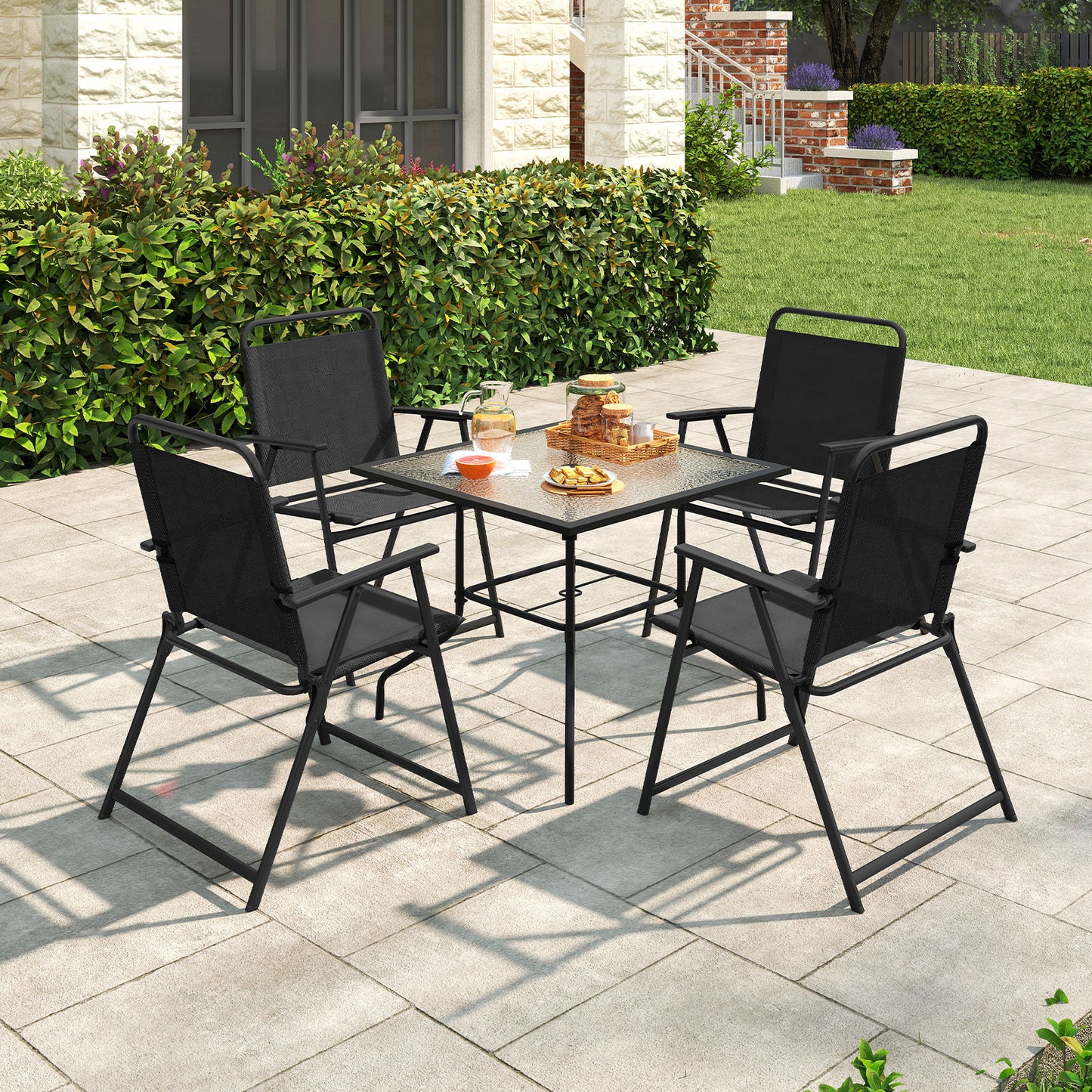 Set of 2/4/6 Outdoor Folding Chairs with Breathable Seat-Set of 2