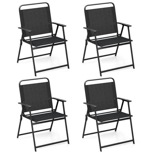 Set of 2/4/6 Outdoor Folding Chairs with Breathable Seat-Set of 4