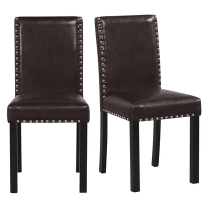 Set of 2/4 Dining Chairs Faux Leather Upholstered Parsons Kitchen Chairs-Set of 4