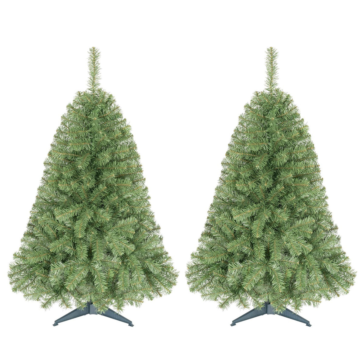 Set of 2 4 FT Artificial Unlit Small Christmas Tree with 269 PVC Branch Tips Hinges-XS